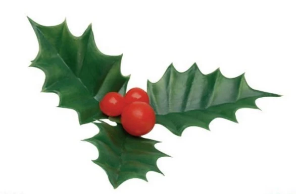 Décoration Bûche - Houx Triple