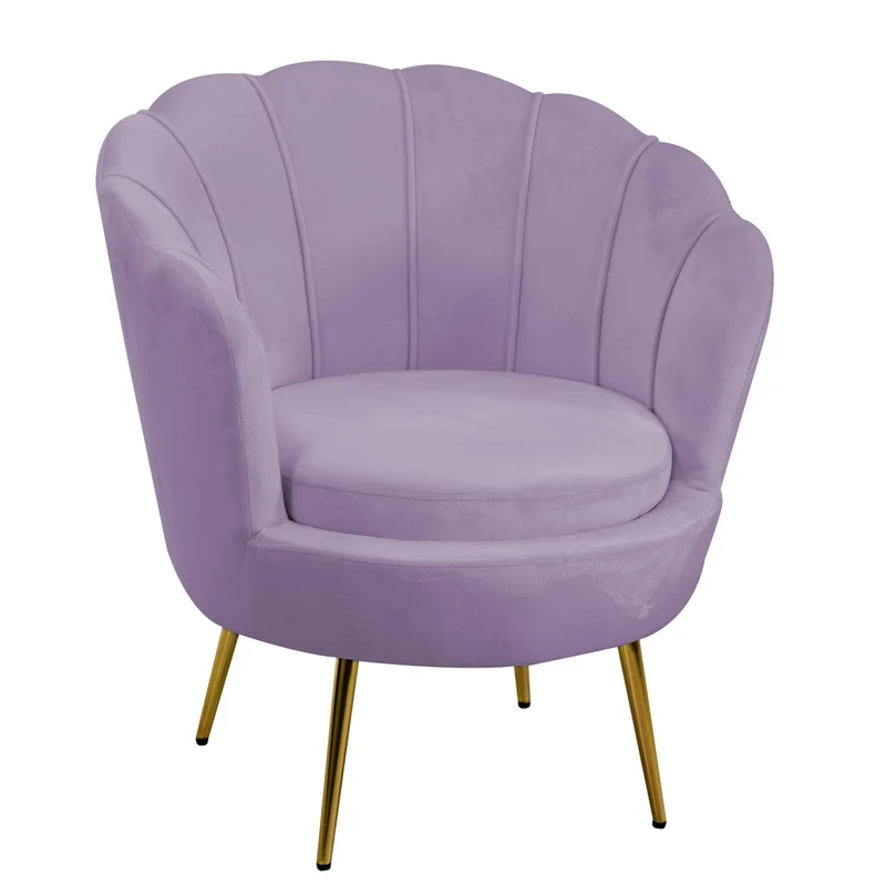 Fauteuil en velours tulipan violet 73x72h77 cm