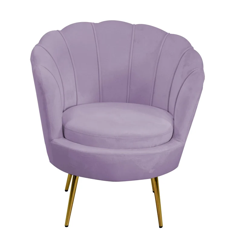 Fauteuil en velours tulipan violet 73x72h77 cm