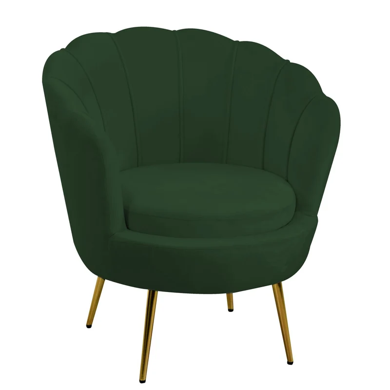 Fauteuil en velours tulipan vert cm73x72h77