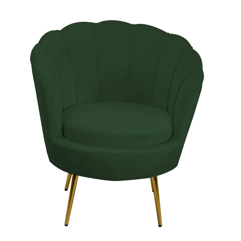 Fauteuil en velours tulipan vert cm73x72h77