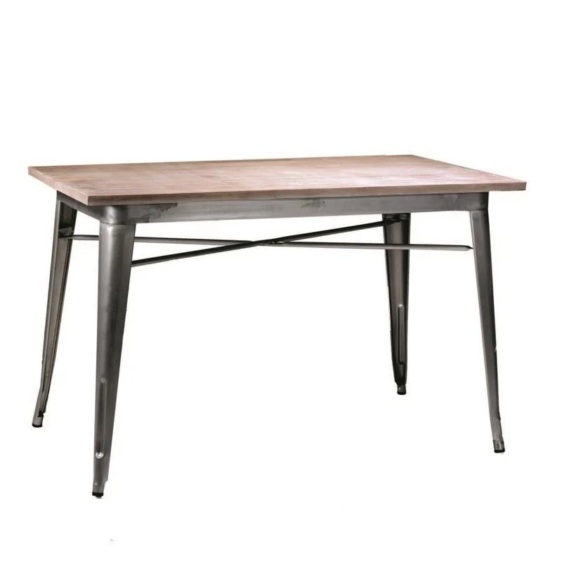 Plateau de table en fer et bois galvanisé 80 x 160 x h 76 cm