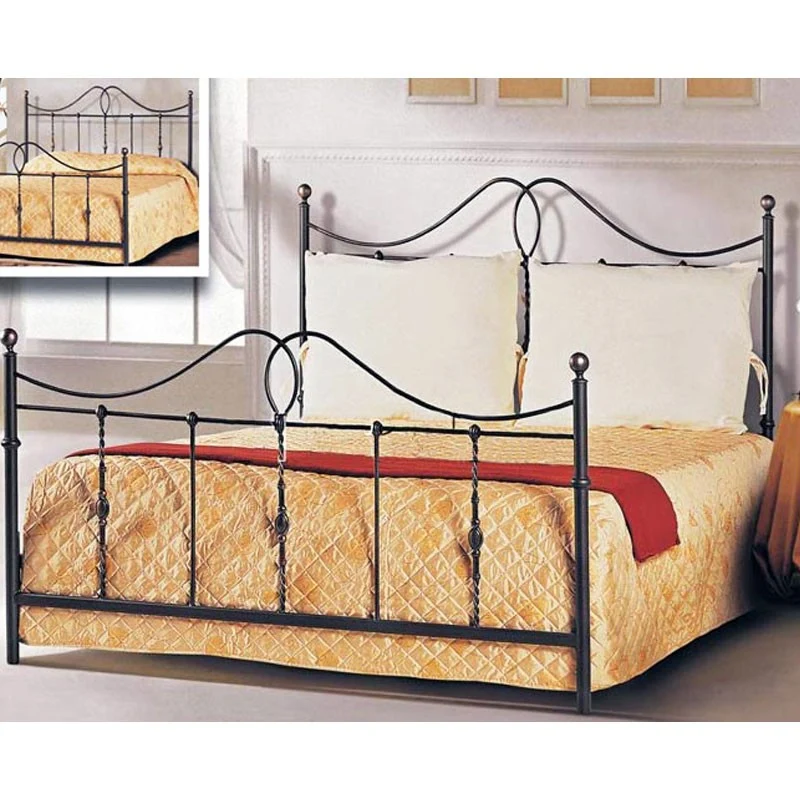 Lit double en fer forgé coloris anthracite 172x202xH.130 cm