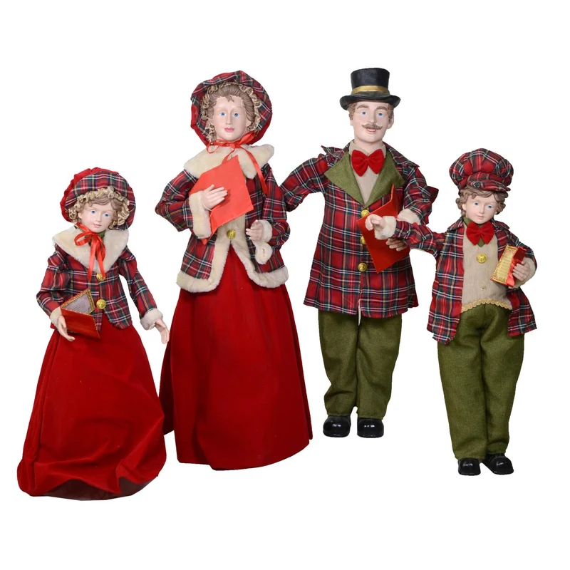Ensemble de tissu tartan rouge famille Cantori 4pcs cm34x22h95