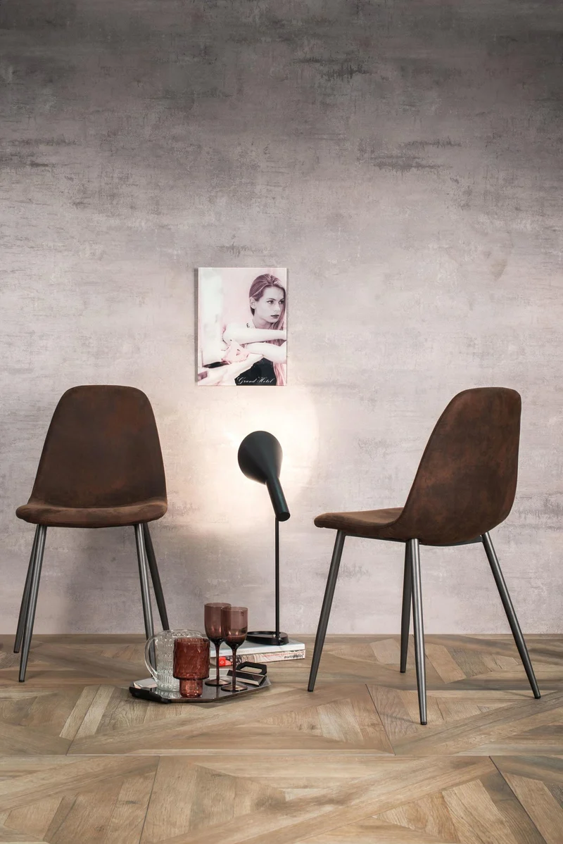 4x Chaise Vintage en simili cuir et assise moka 450x84h cm