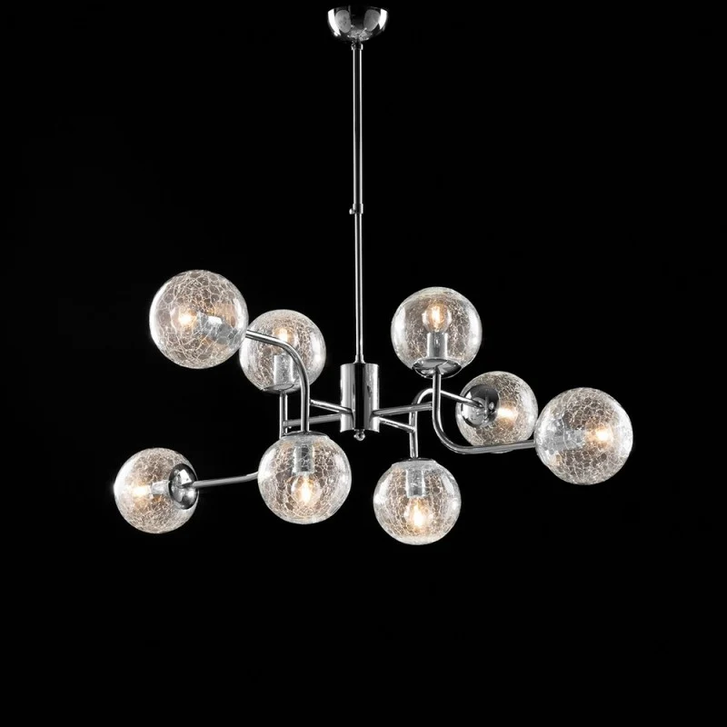 Lustre moderne en fer chromé poli, 8 lumières, 93 cm