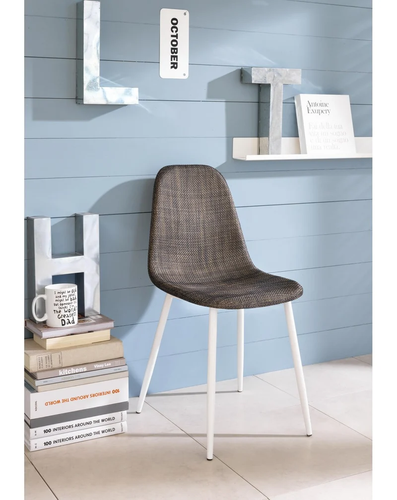 4x Chaises en rotin Martina Simil - Gris foncé