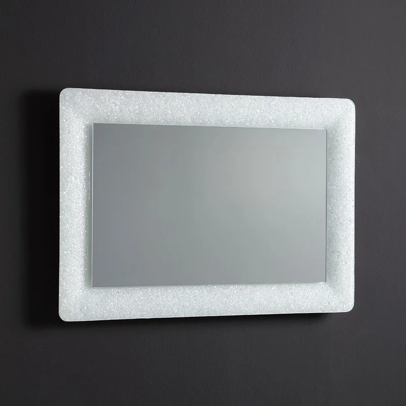 Miroir avec cadre en verre fondu blanc 90x62 cm