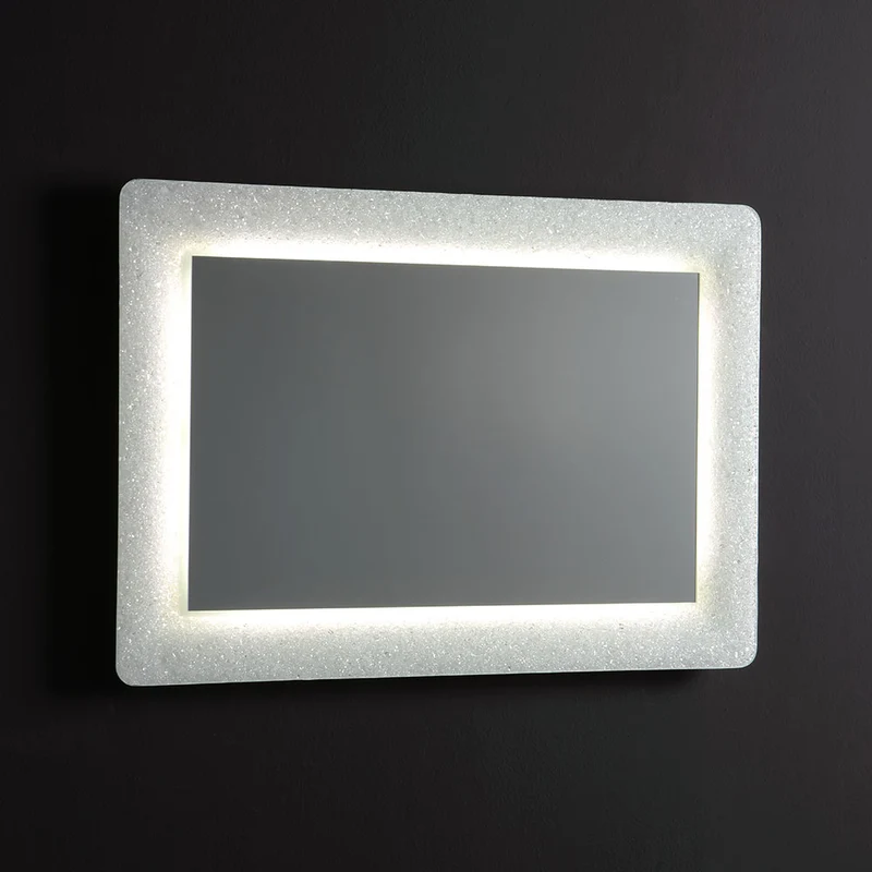 Miroir avec cadre en verre fondu blanc 90x62 cm
