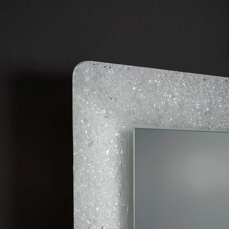 Miroir avec cadre en verre fondu blanc 90x62 cm