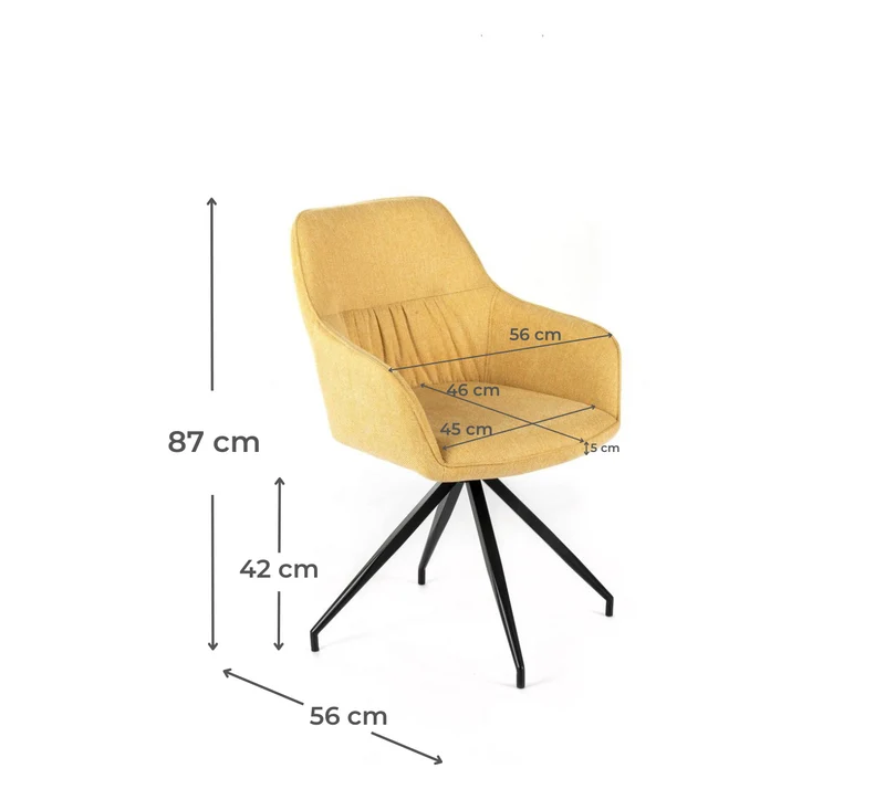 4x Chaise en tissu 56cm x 56cm H. 87cm