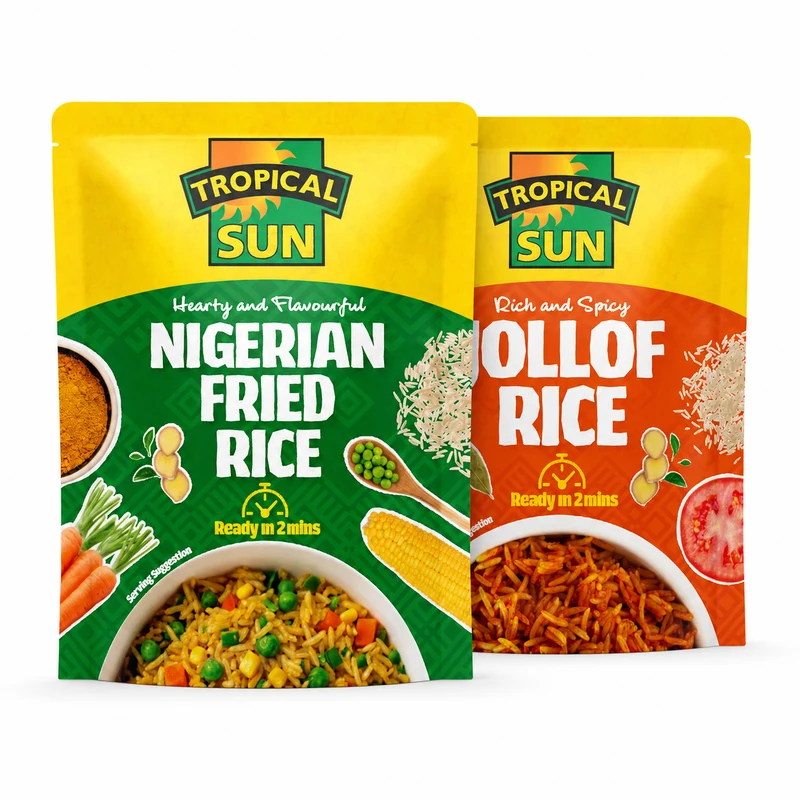Microwavable Rice 2 Pack – Nigerian Fried Rice & Jollof Rice
