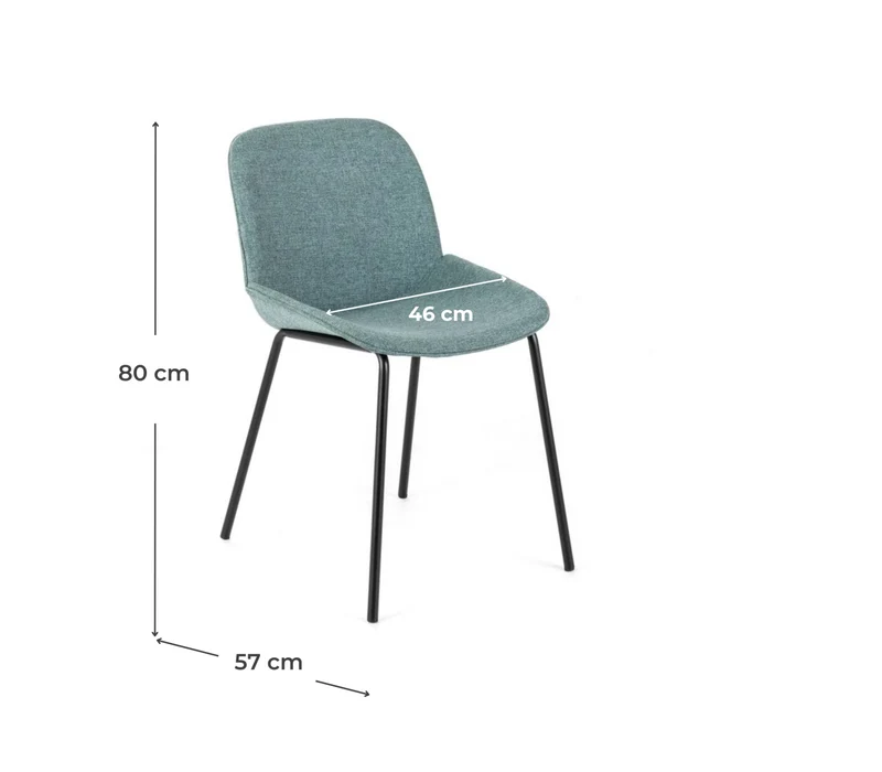 4x Chaise en tissu vert sauge au design moderne 57x46xH80 cm