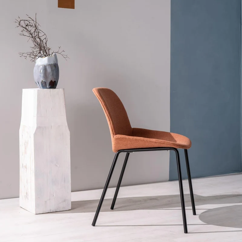 4x Chaise en tissu orange avec assise rembourrée 57x46xH80
