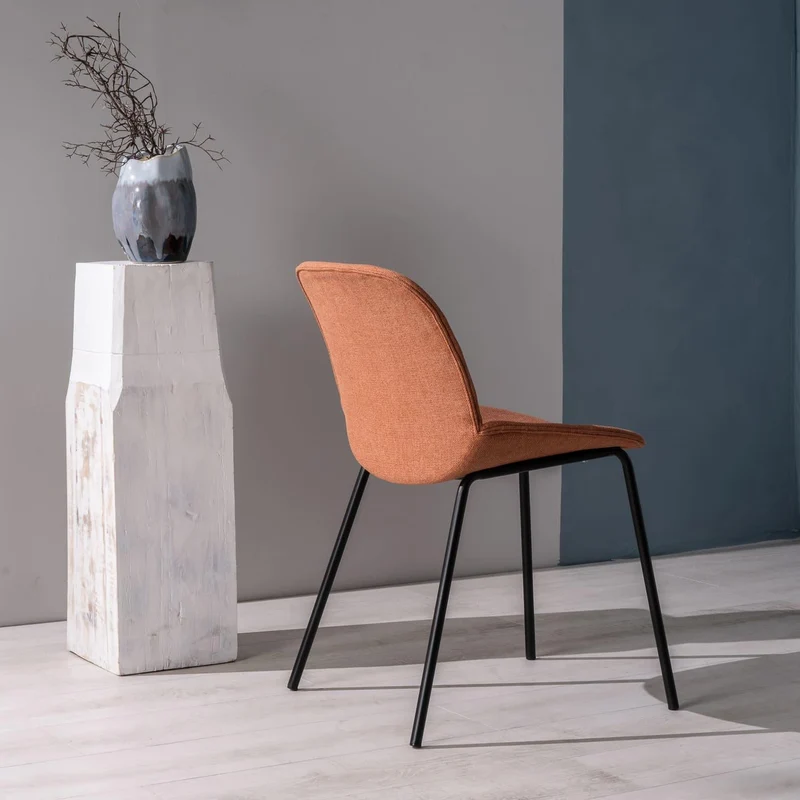 4x Chaise en tissu orange avec assise rembourrée 57x46xH80