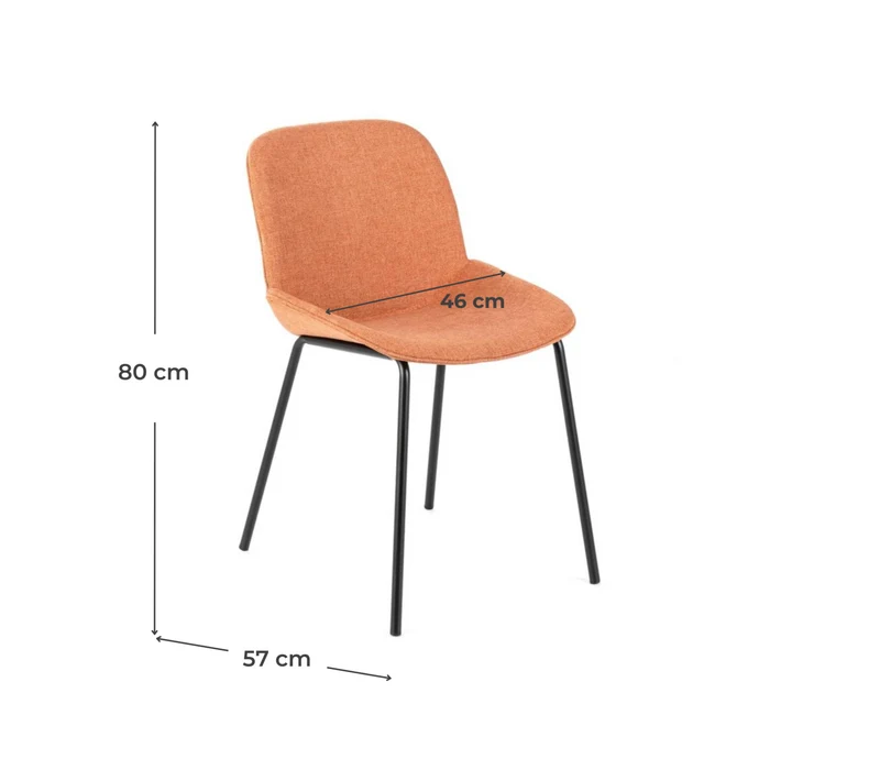 4x Chaise en tissu orange avec assise rembourrée 57x46xH80