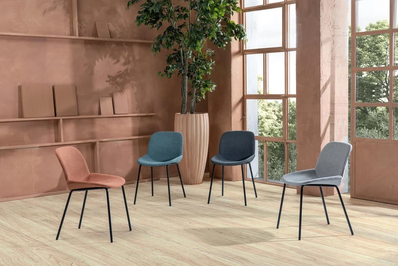 4x Chaise en tissu orange avec assise rembourrée 57x46xH80