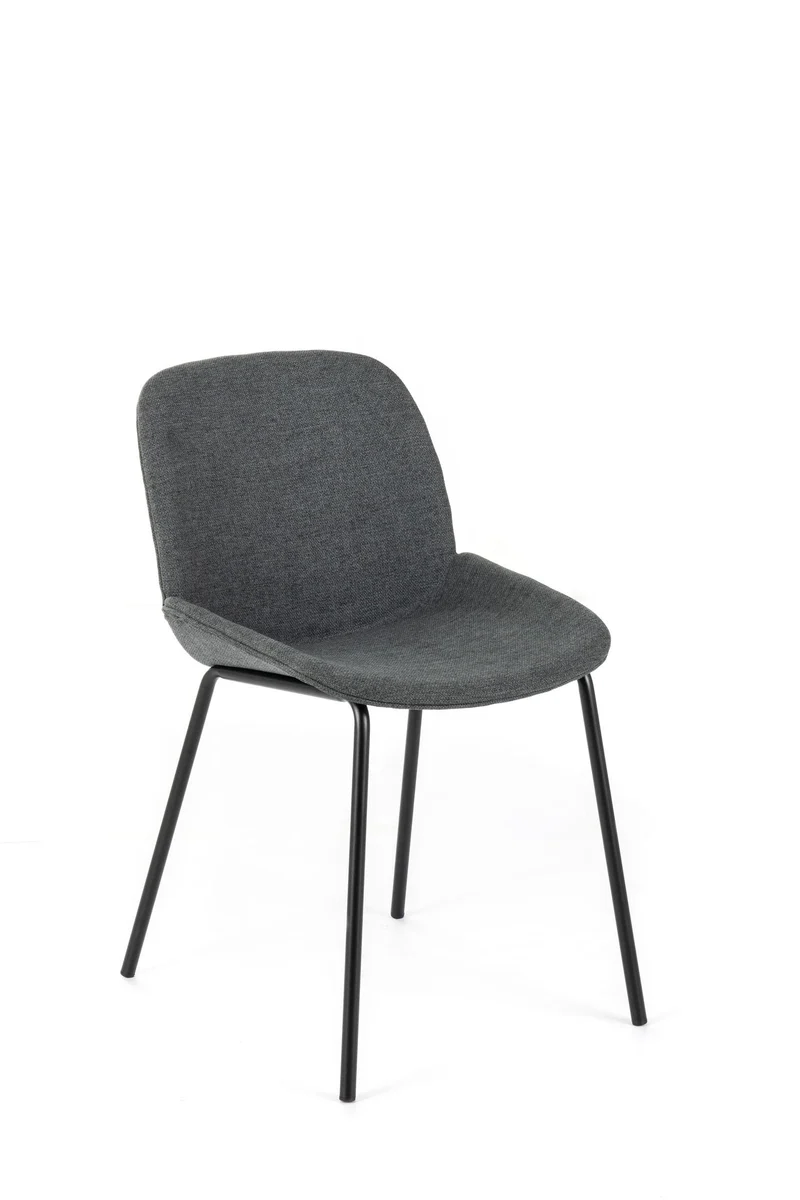 4x Chaise en tissu gris foncé avec structure noire 57x46xH80 cm
