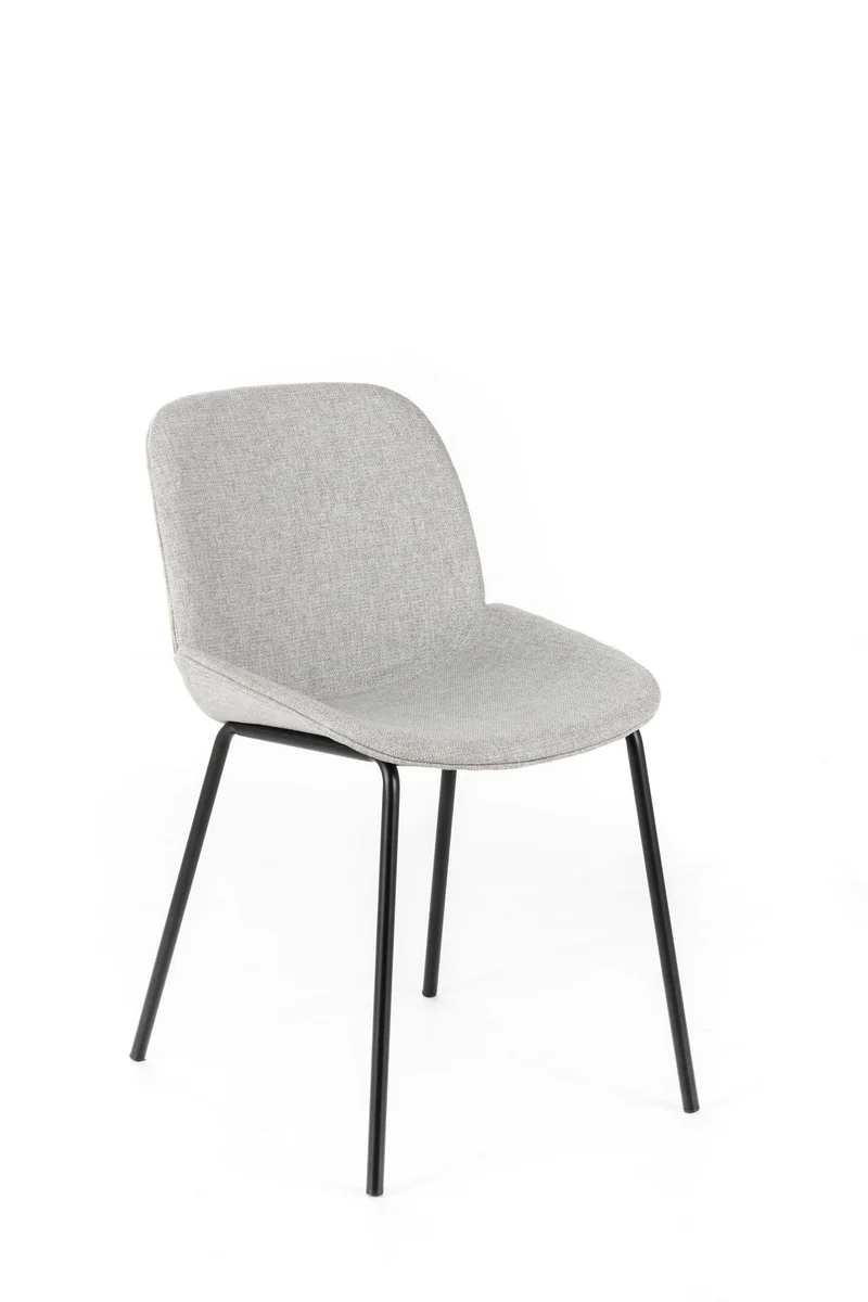 4x Chaise en tissu gris clair avec pieds en bois 57x46xH80 cm