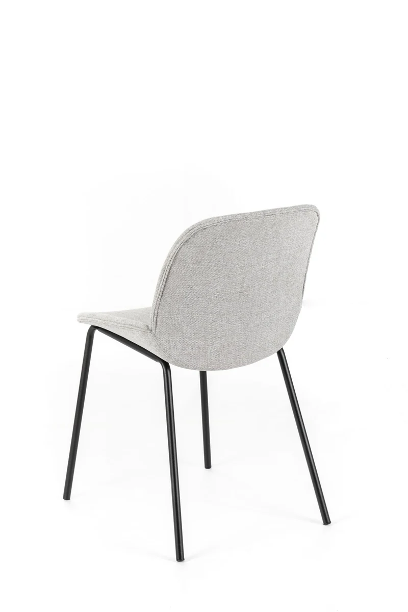 4x Chaise en tissu gris clair avec pieds en bois 57x46xH80 cm