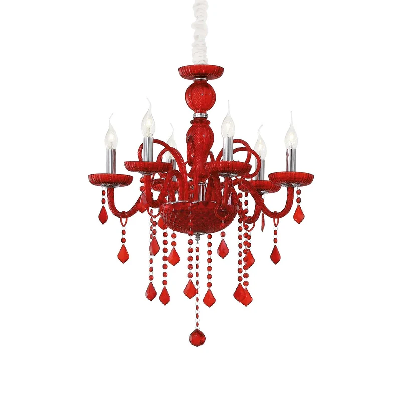 Lampe à suspension Giudecca SP6 Rouge - P 580 x H 900-1350 mm