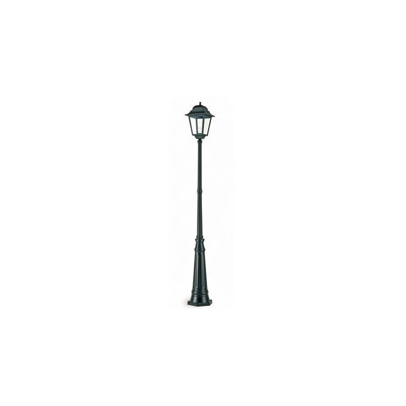 Lampadaire en aluminium moulé sous pression noir avec diffuseurs en verre transparent h. 293 cm