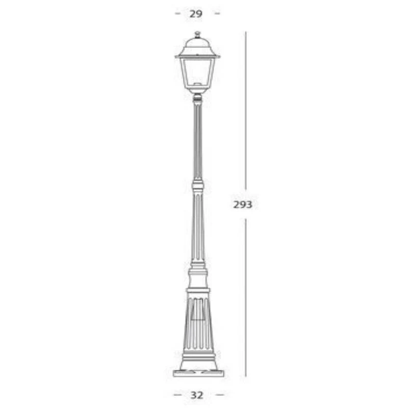 Lampadaire en aluminium moulé sous pression noir avec diffuseurs en verre transparent h. 293 cm