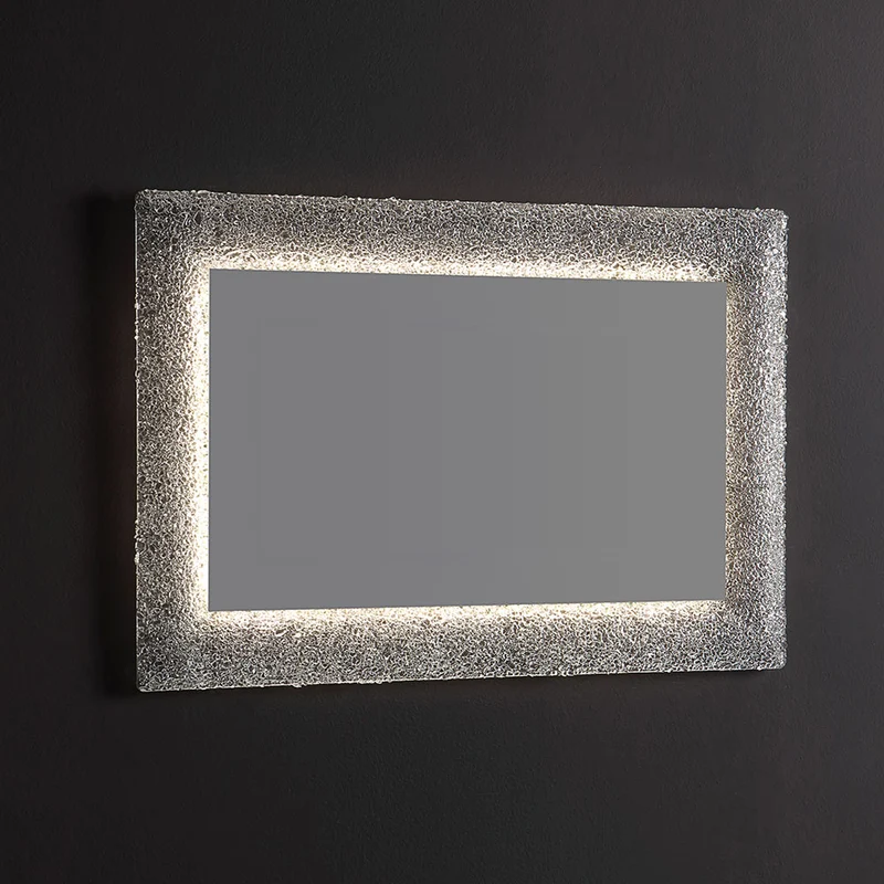 Miroir avec cadre en verre fondu couleur glace 90x62 cm