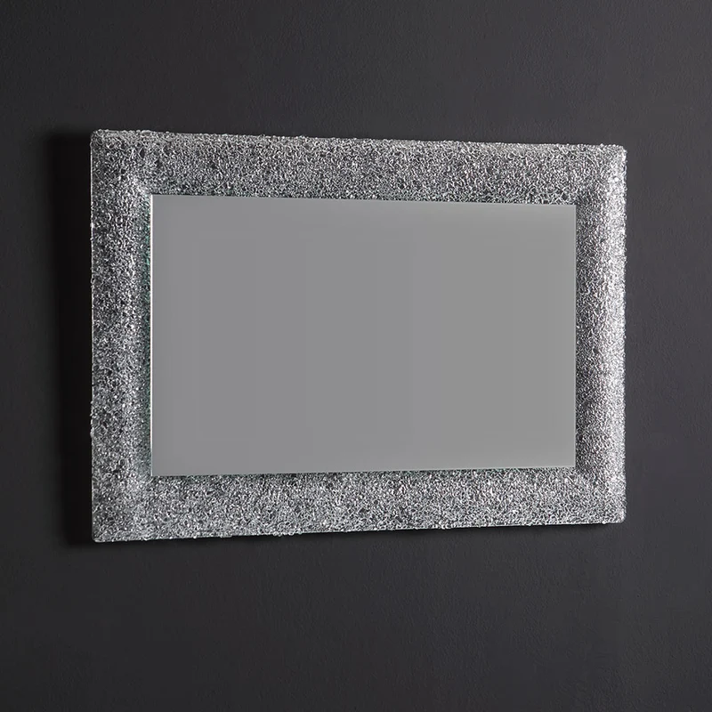 Miroir avec cadre en verre fondu couleur glace 90x62 cm