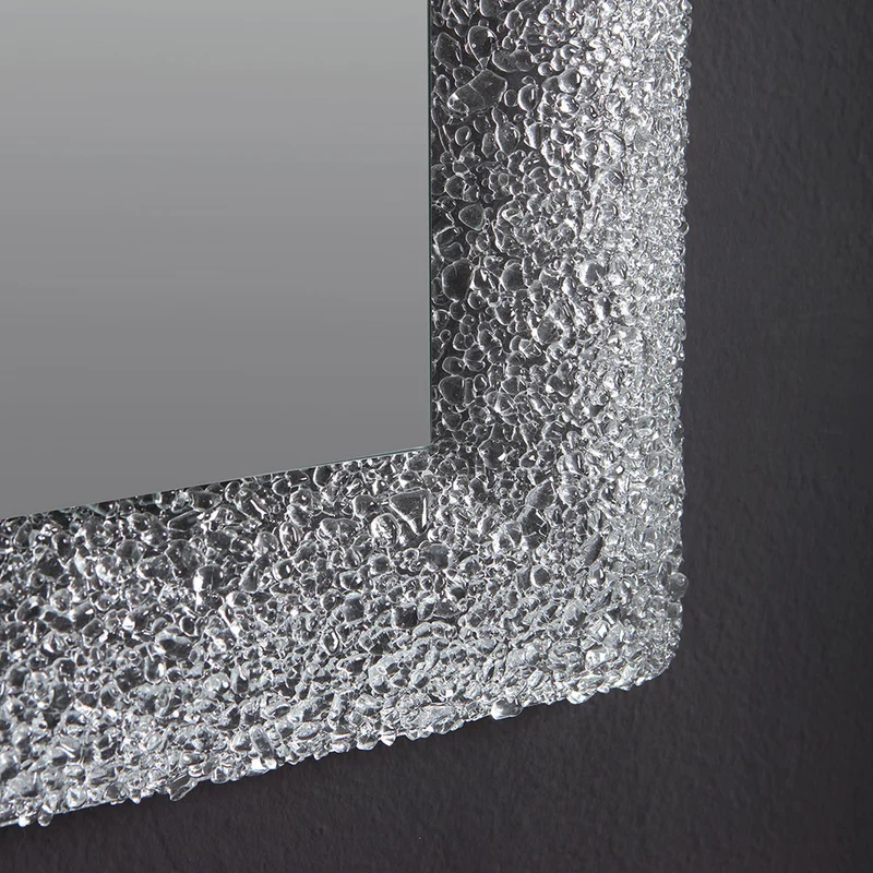 Miroir avec cadre en verre fondu couleur glace 90x62 cm