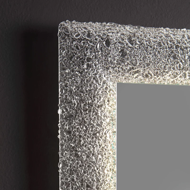 Miroir avec cadre en verre fondu couleur glace 90x62 cm