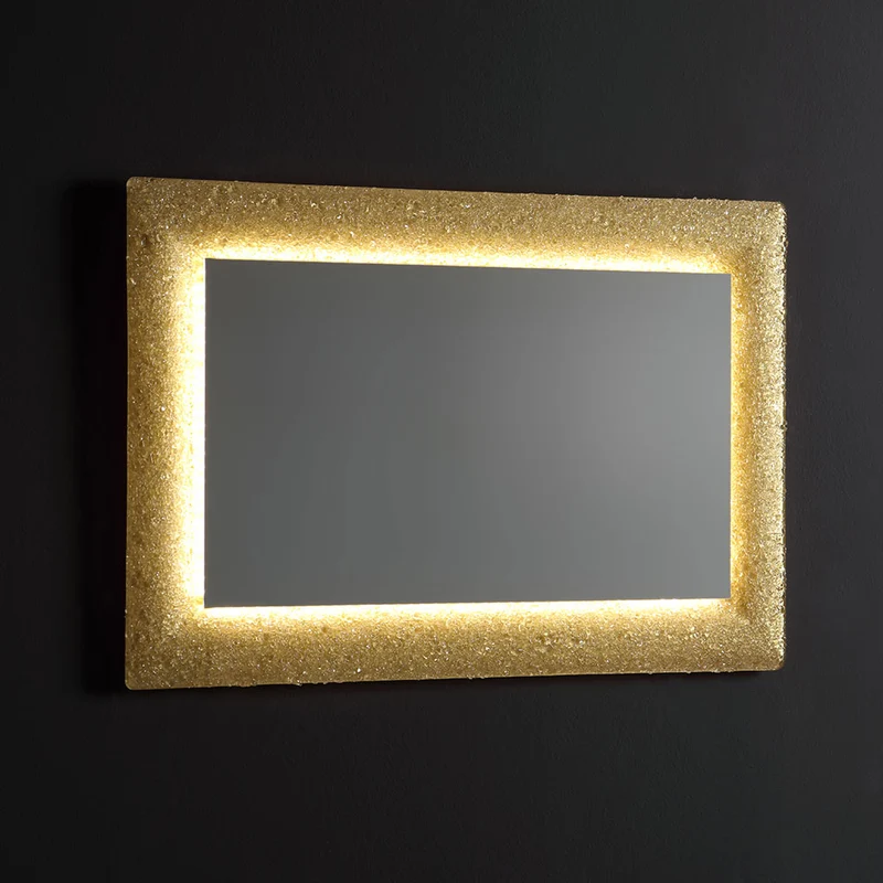 Miroir avec cadre en verre fondu doré 90x62 cm