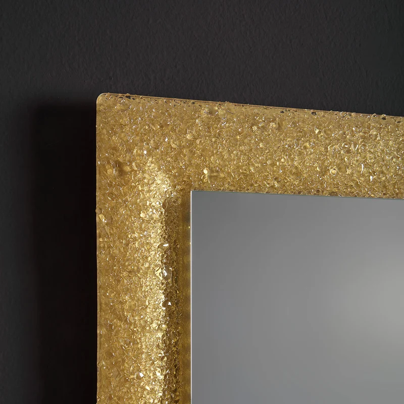 Miroir avec cadre en verre fondu doré 90x62 cm