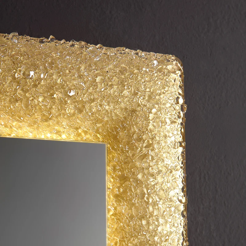 Miroir avec cadre en verre fondu doré 90x62 cm