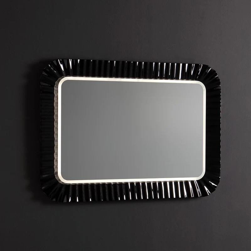 Miroir avec cadre en verre noir 94x68 cm