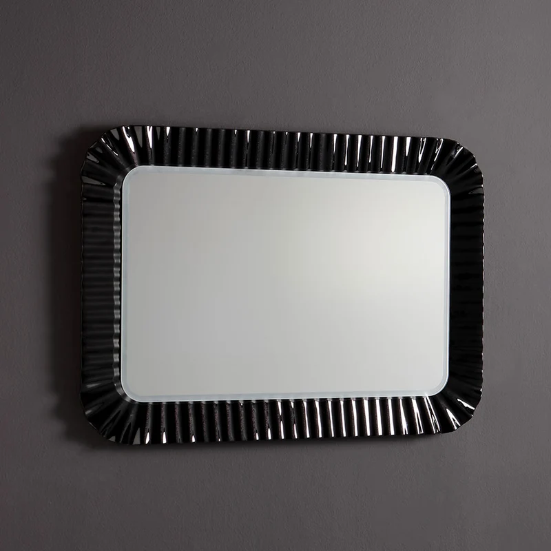 Miroir avec cadre en verre noir 94x68 cm