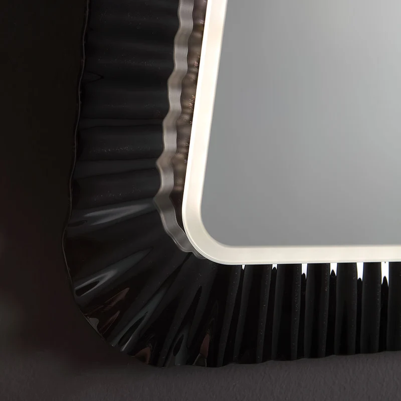Miroir avec cadre en verre noir 94x68 cm
