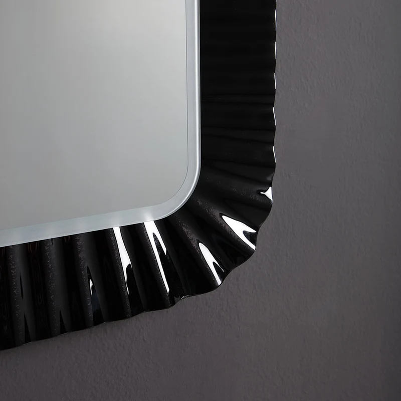 Miroir avec cadre en verre noir 94x68 cm