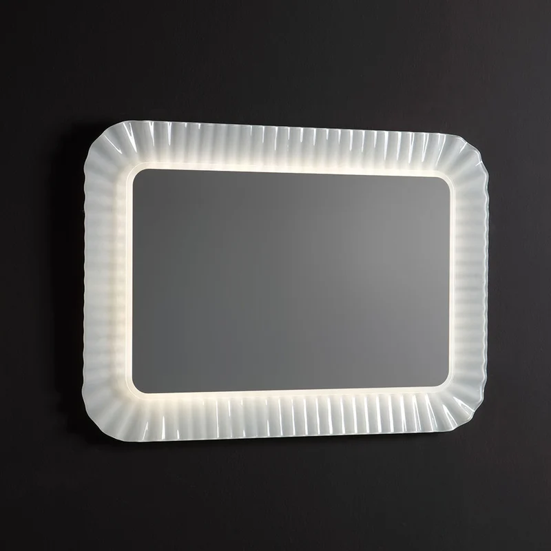 Miroir avec cadre en verre blanc 94x68 cm