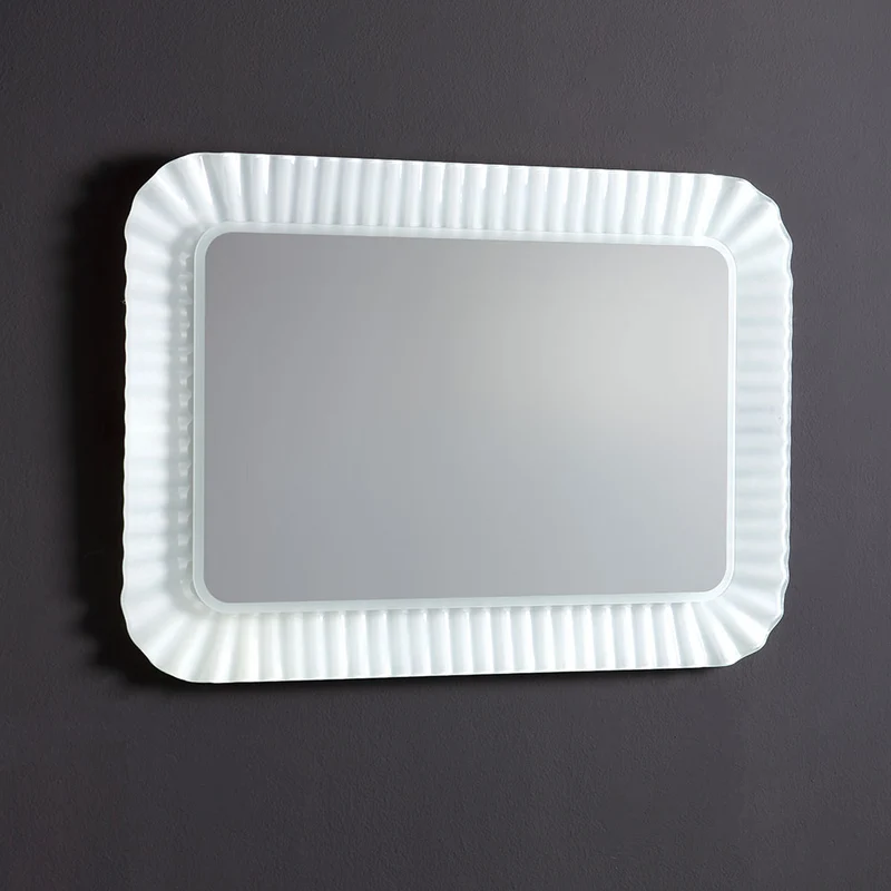 Miroir avec cadre en verre blanc 94x68 cm