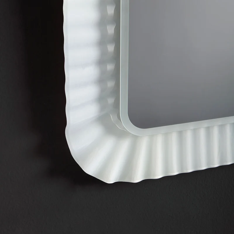 Miroir avec cadre en verre blanc 94x68 cm