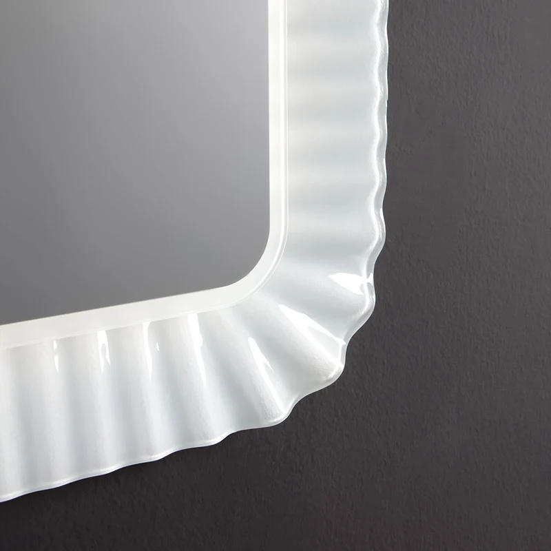 Miroir avec cadre en verre blanc 94x68 cm