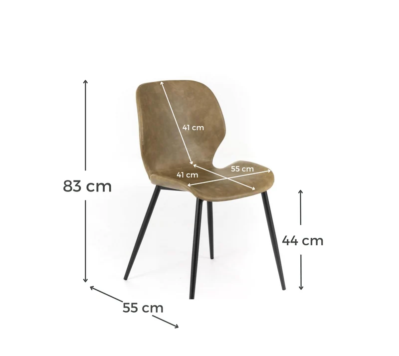 4x Chaise soft-touch marron clair 55cm x 45cm H. 83cm