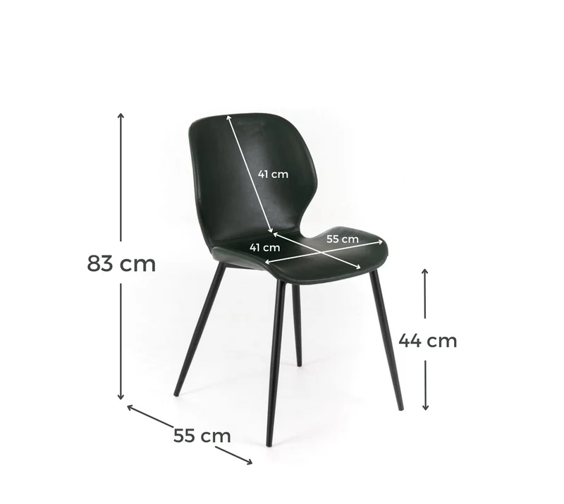 4x Chaise soft-touch Vert Foncé 55cm x 45cm H. 83cm