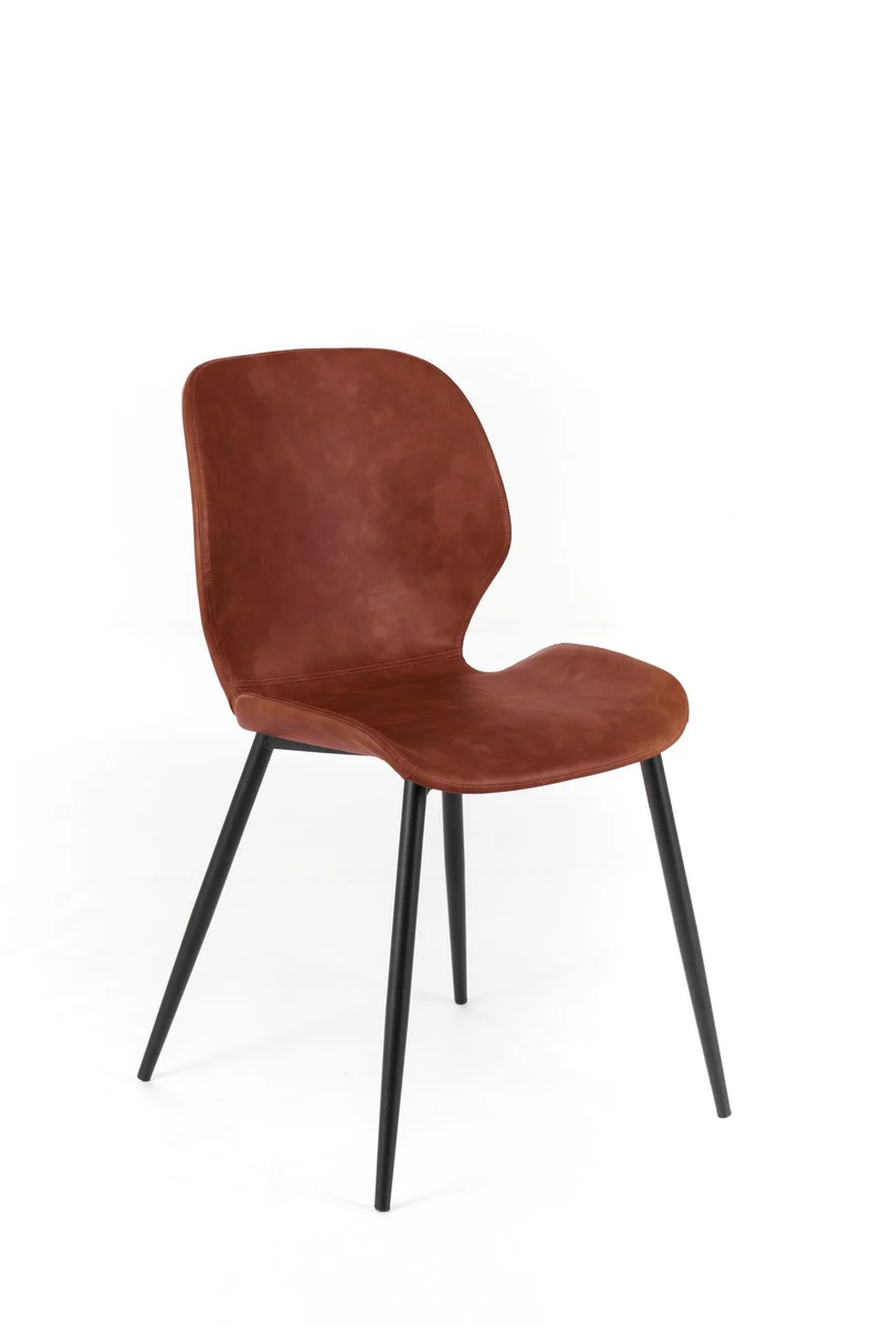 4x Chaise soft-touch Marron Cognac 55cm x 45cm H. 83cm