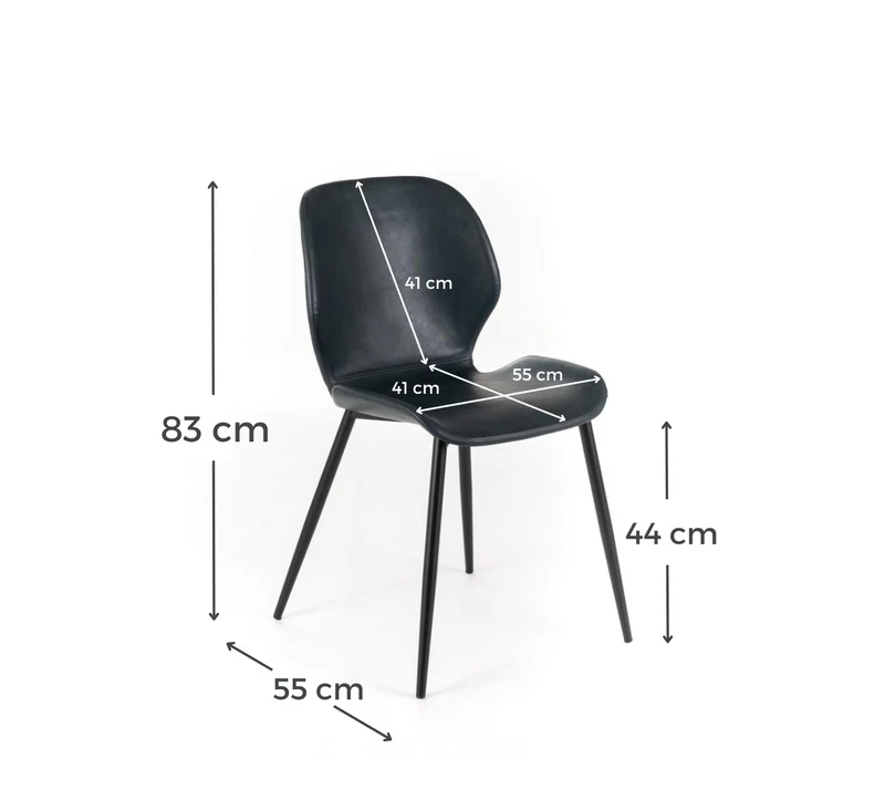 4x Chaise Soft-Touch Noire 55cm x 45cm H. 83cm