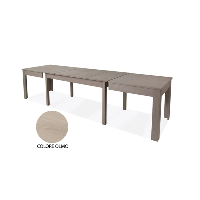 Table extensible en bois mélaminé couleur orme 160-320x90 cm