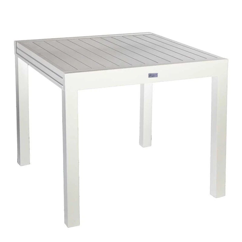 Table extensible Sullivan en aluminium blanc, 150/210x90xH.73 cm