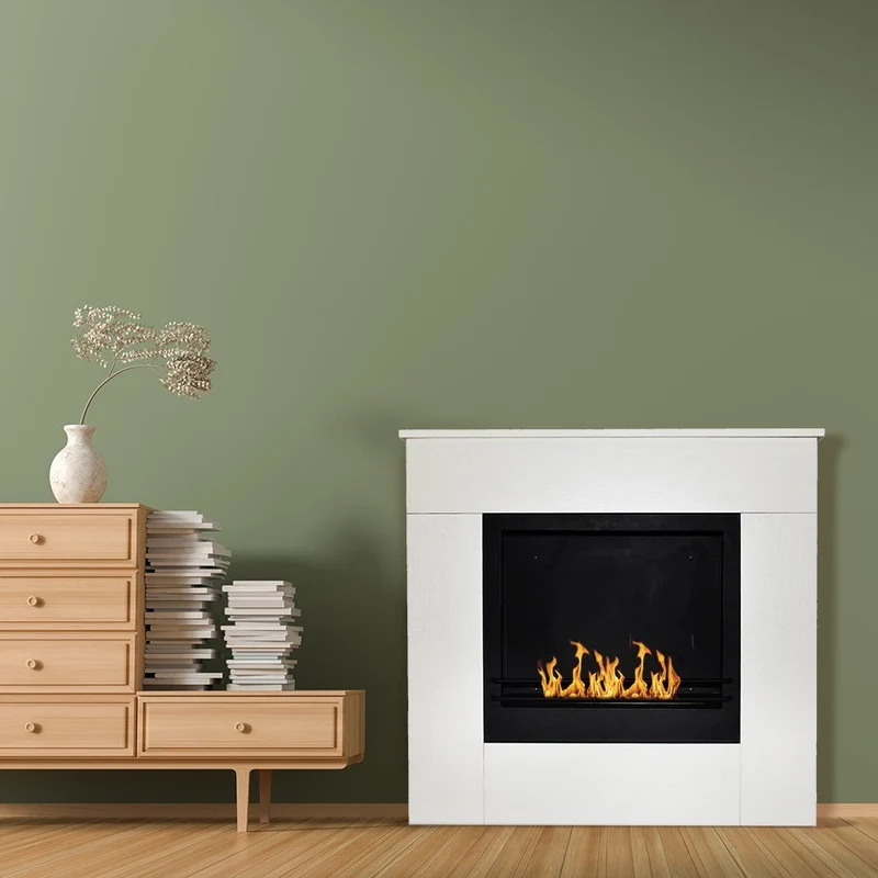 Cheminée au Bioéthanol sur Pied en Bois Blanc Michelangelo 96x36x90h