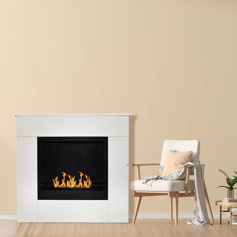 Cheminée au Bioéthanol sur Pied en Bois Blanc Michelangelo 96x36x90h
